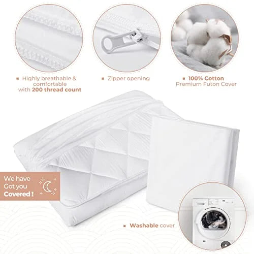 Japanese Floor Mattress with Cotton Zip Cover, 75x39 in D7298