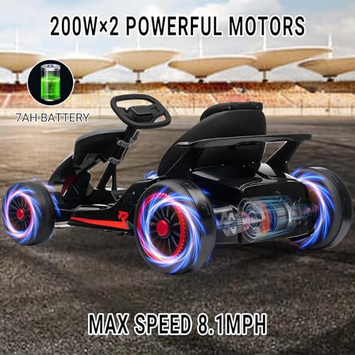 Kids Go Kart, 24V Electric Drift Car, 2-Speed Ride On Toy for Boys Girls 6+ V958