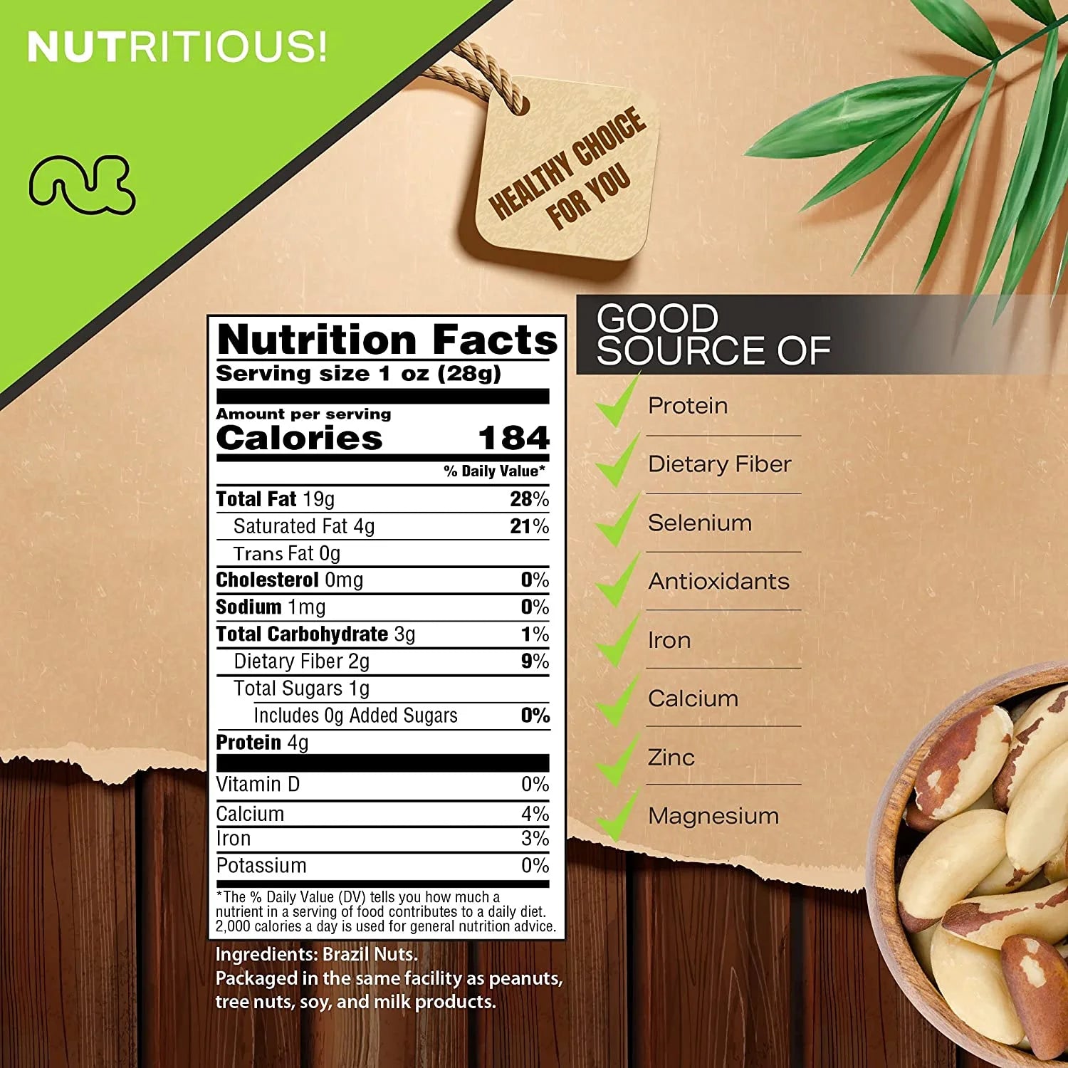 Raw Brazil Nuts, Unsalted, No Shell, 48oz Y90417