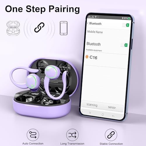 Wireless Earbuds Bluetooth 5.4 with Noise Cancelling Mic, IP7 Waterproof for Running R64733