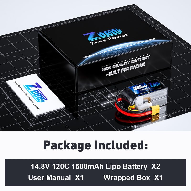 4S Lipo Battery 1500mAh 14.8V 120C with XT60 Plug for RC Models (2 Pack) O6079