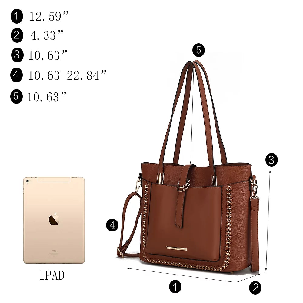 Vegan Leather Women's Shoulder Bag with Crossbody Pouch Z934