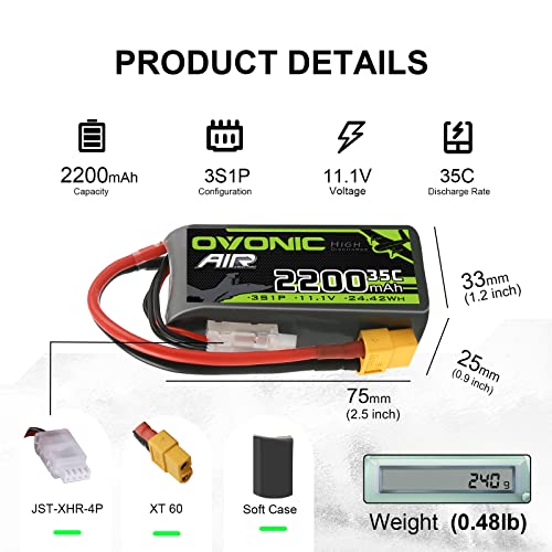3S Lipo Battery 2200mAh 11.1V with XT60 Connector for RC Drone Helicopter L609418