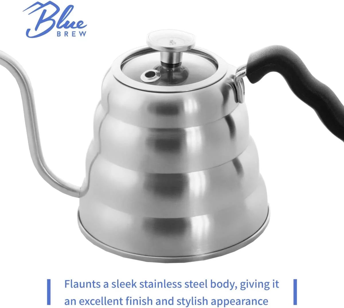 Gooseneck Kettle with Thermometer, 40 oz Stainless Steel for Coffee and Tea K773