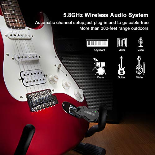 Wireless Guitar System 5.8GHz Transmitter Receiver for Electric Bass J50204