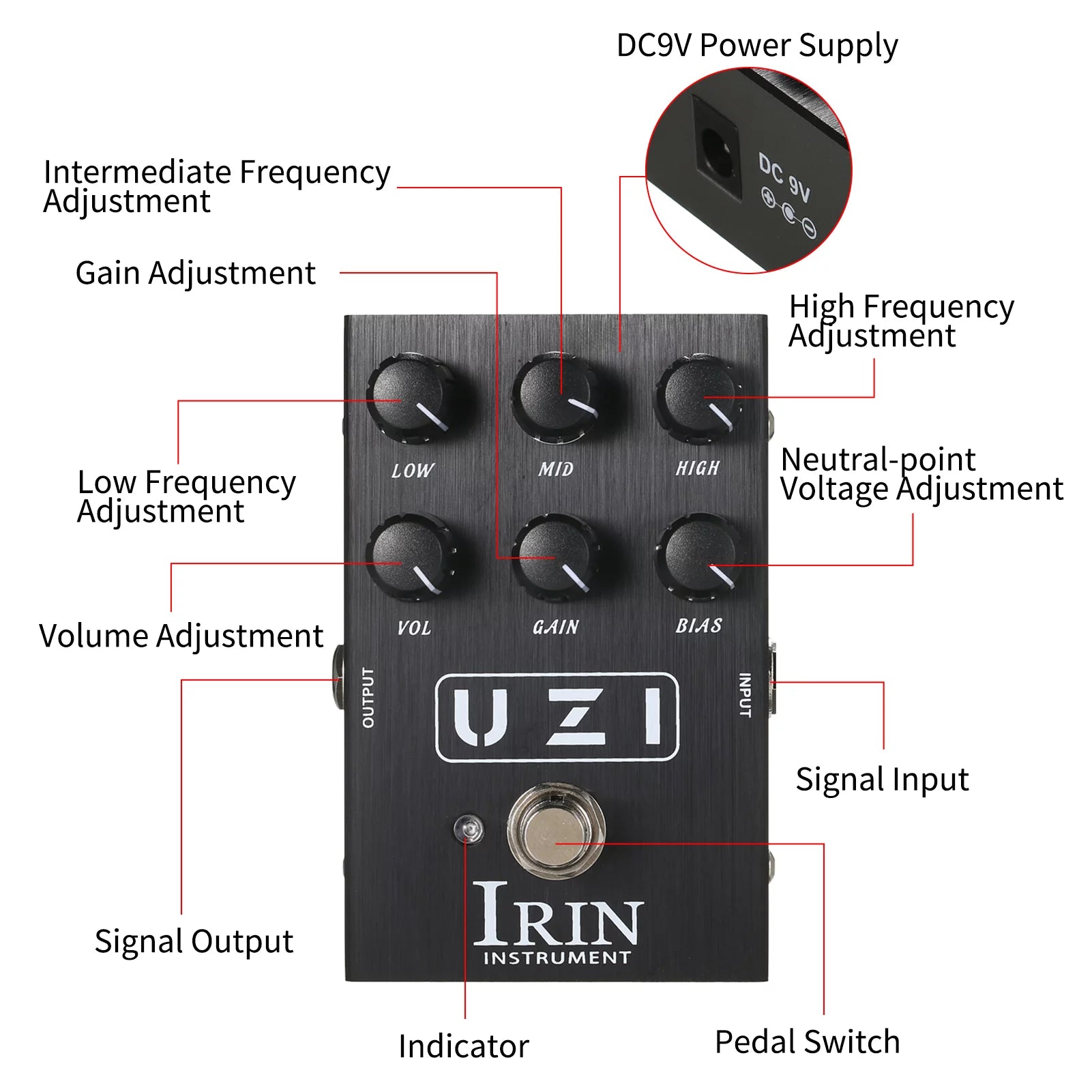 Guitar Effect Pedal Heavy Distortion Simulator with Cabinet Simulation J2446