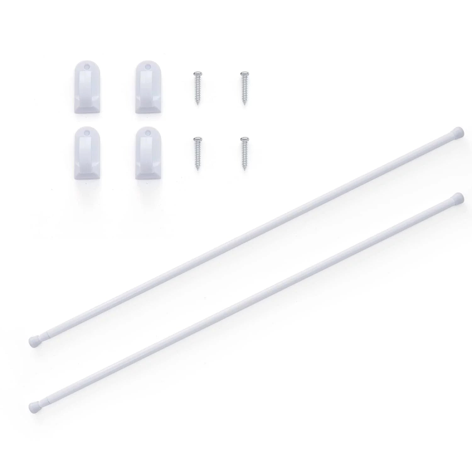 Curtainking Door Curtain Rods No Drill Cafe Curtain Rods for Tier Curtains Multi Use Sash Telescope Adjustable Window Dressing Hardware White 26" - 48"
