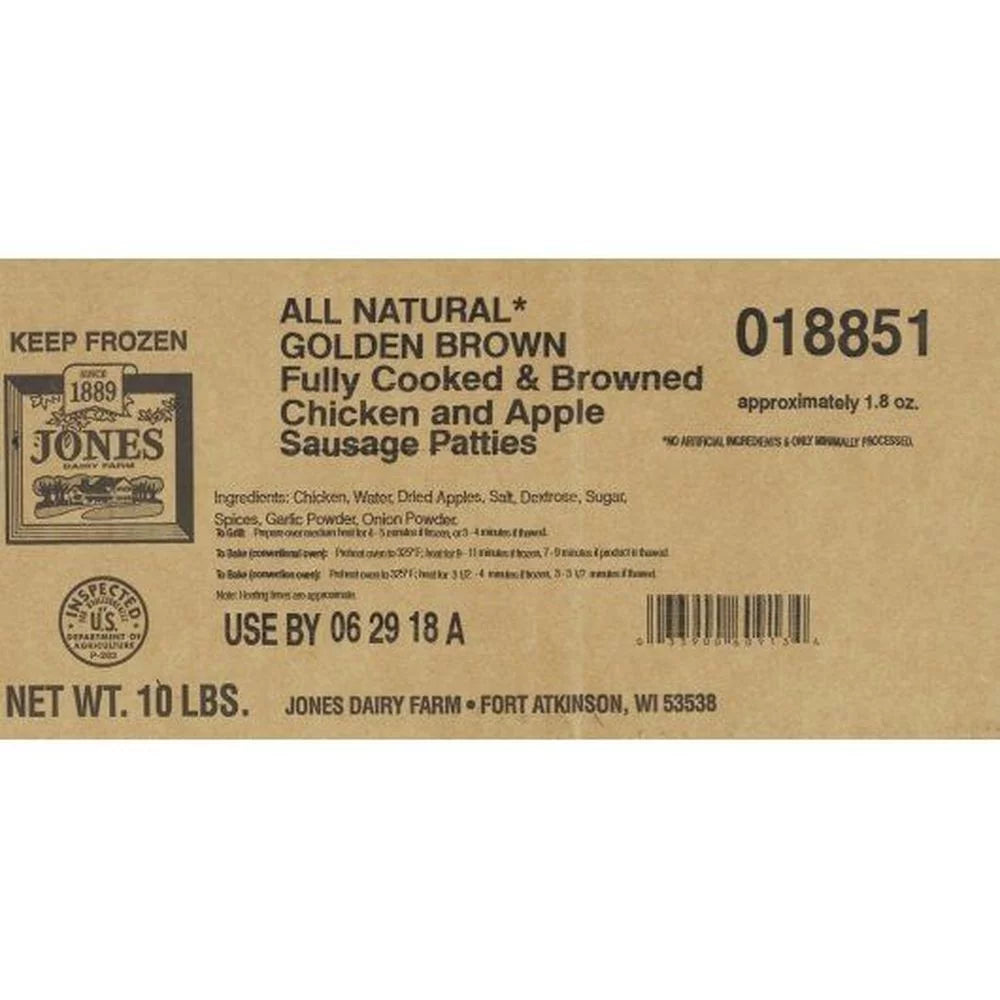 Chicken and Apple Sausage Patties, Fully Cooked M896948