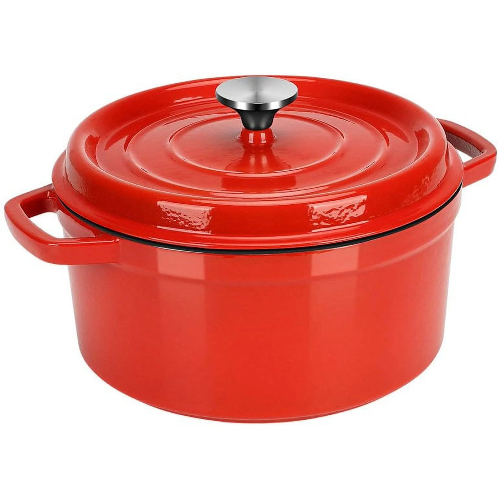 Enameled Cast Iron Dutch Oven, 5 qt Round Casserole Dish for Bread Baking X40103