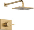 Delta Faucet Vero 14 Series Single-Function Shower Faucet Set, Rain Shower Head, Gold Shower Faucet, Shower Handle, Delta Shower Trim Kit, Champagne Bronze T14253-CZ-WE (Valve Not Included)