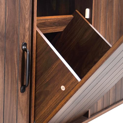 Farmhouse Kitchen Island with Drop Leaf, Barn Door and Power Outlet C3058