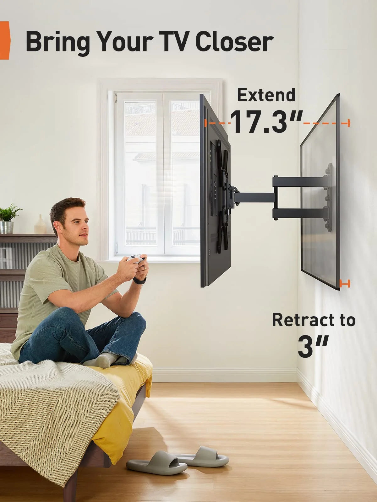 TV Wall Mount Bracket for 26-60 inch LED LCD Flat Curved TVs, Max 400x400mm, 82 lbs D2875
