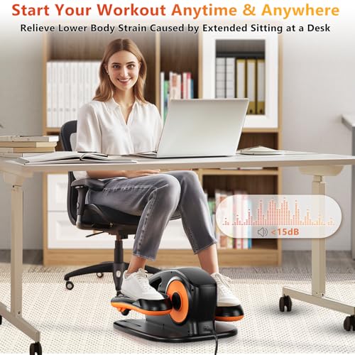 Under Desk Elliptical Machine with Remote, 15 Speeds, Portable Leg Exerciser for Home Office L629