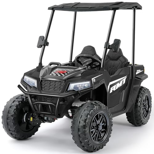 24V Ride on Car 2 Seater with Sun Shade, Dump Bed, 4WD, Pink S782676