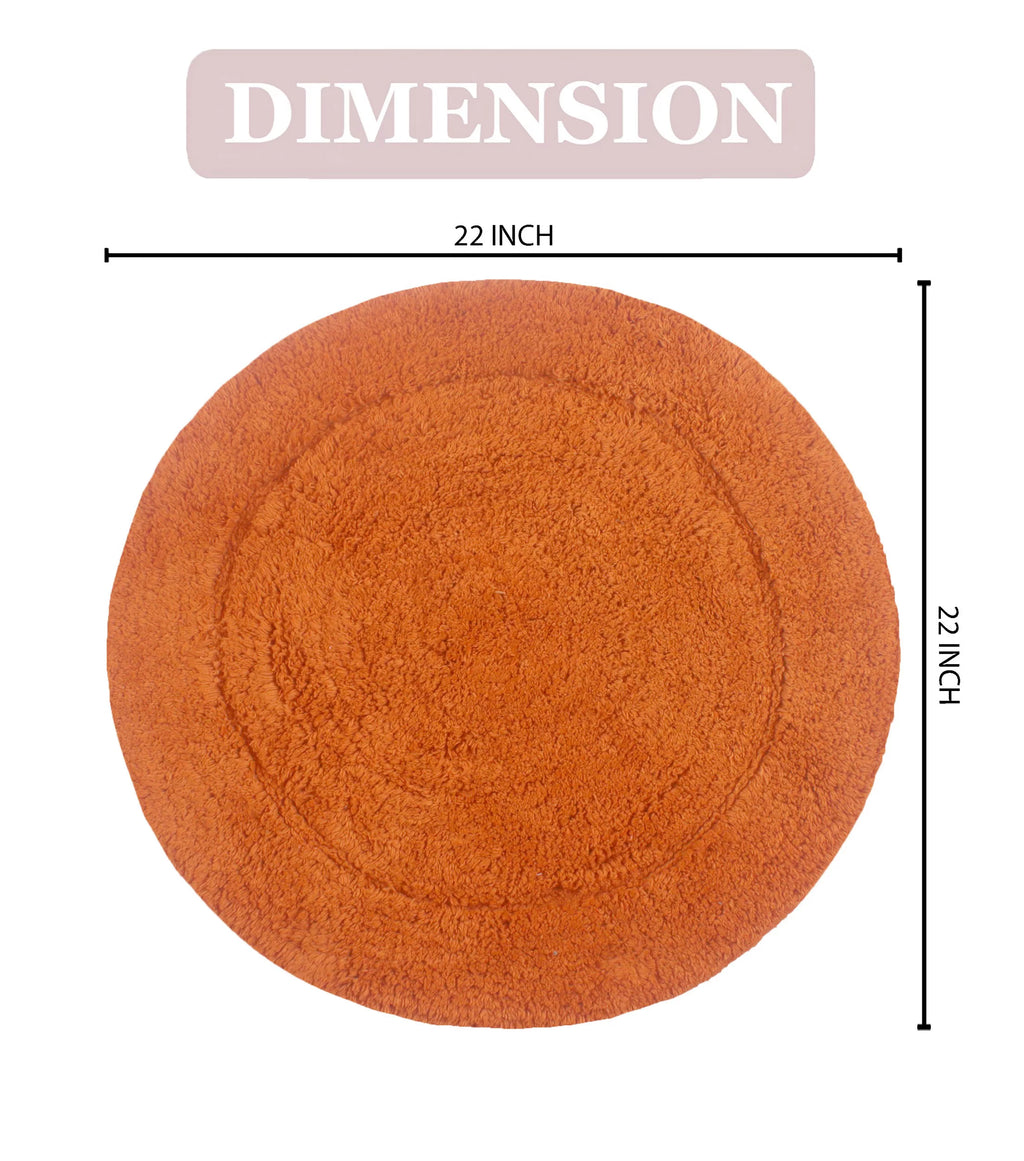 100% Cotton Tufted Bath Rug, Non-Slip Plush, Machine Wash, 22" Round B571