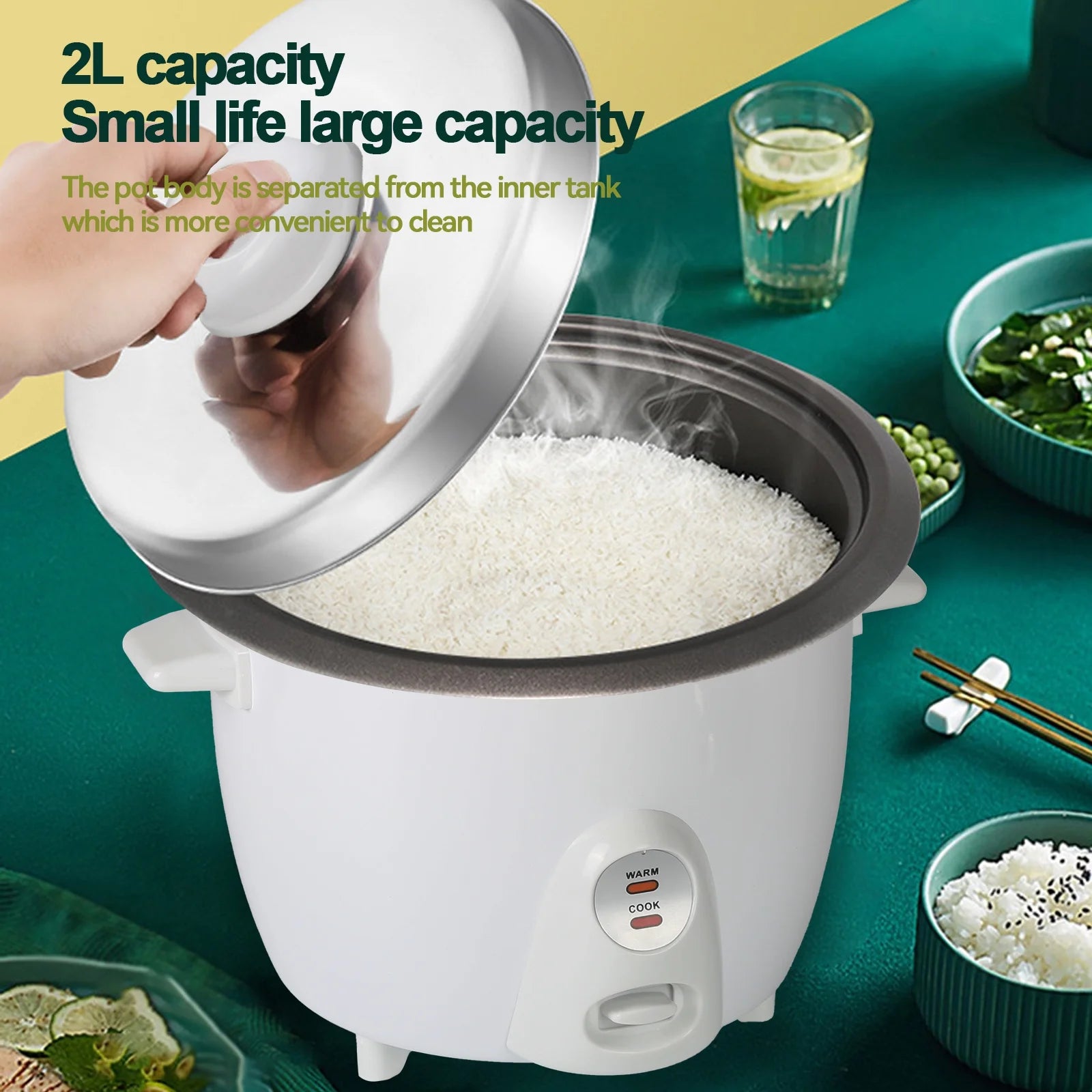 Portable Rice Cooker for Travel, Mini 2L Electric Multifunctional R497