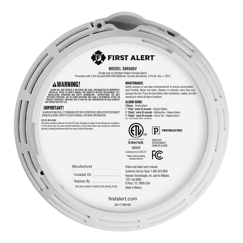 Wireless Battery-Powered Photoelectric Smoke Detector H956053