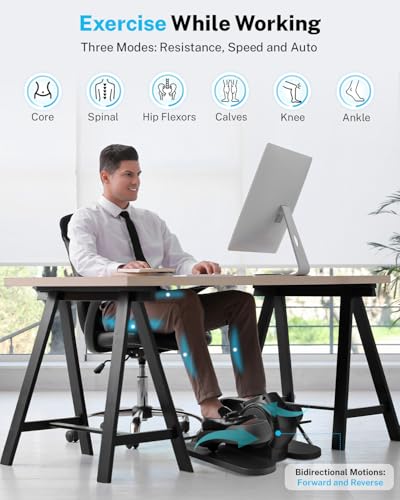 Under Desk Elliptical Leg Exerciser for Seniors, 3-in-1 Seated Pedal Machine with 10 Resistance Levels Z5447