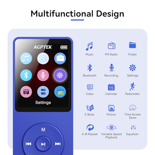 MP3 Player with Bluetooth 5.3, 1.8 Inch Screen, FM Radio, Voice Recorder O744186