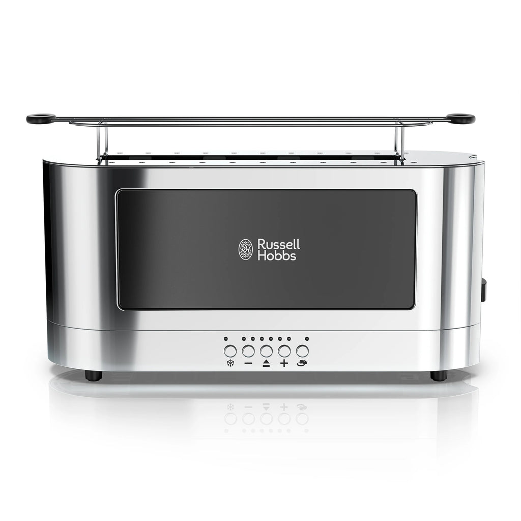 2-Slice Glass Accent Long Toaster, Black & Silver B6610