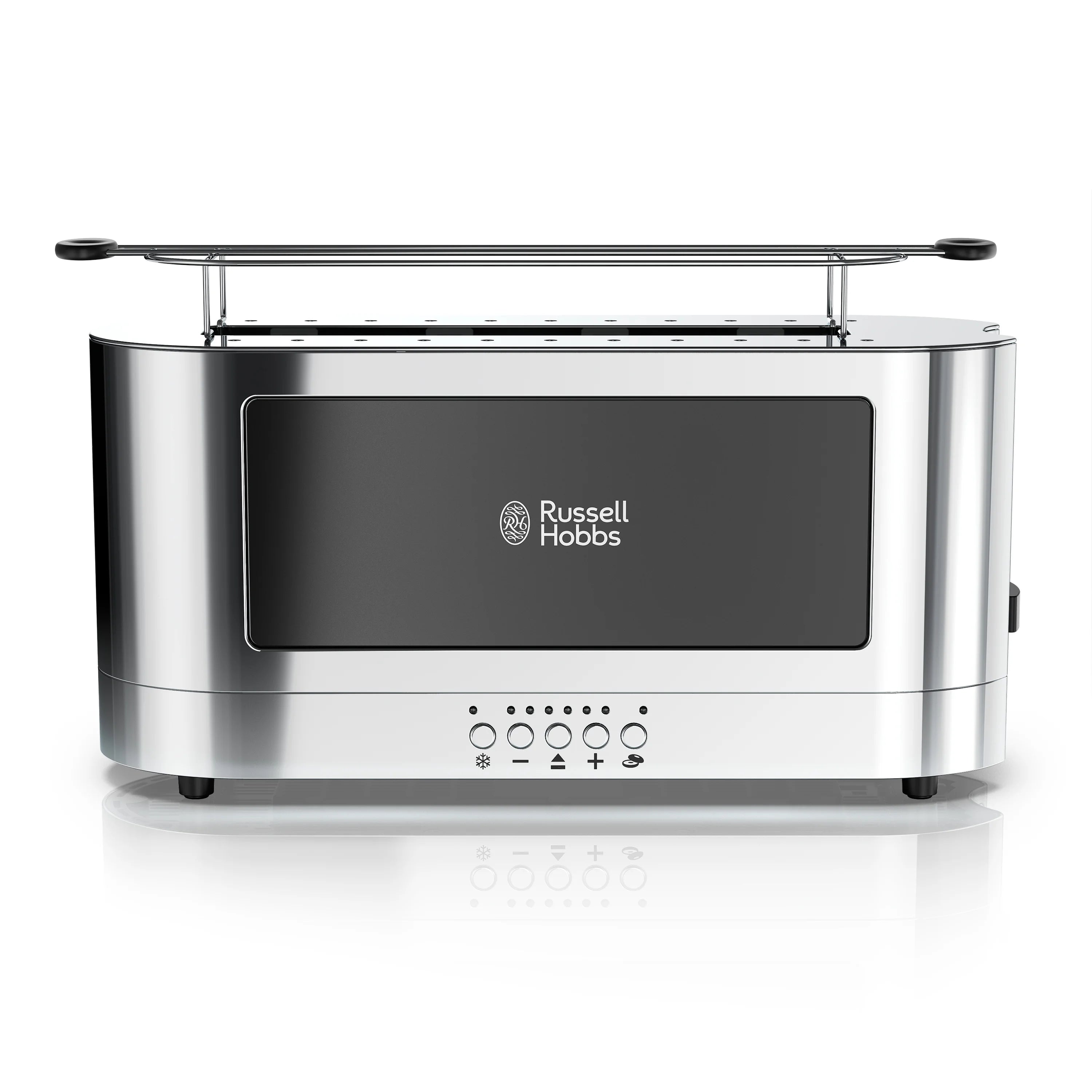 2-Slice Glass Accent Long Toaster, Black & Silver B6610