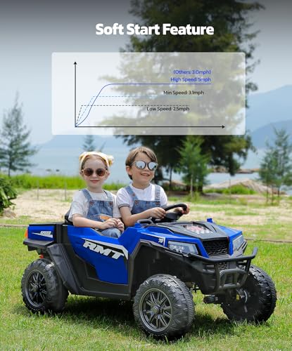 24V Ride on Car 2 Seater with Sun Shade, Dump Bed, 4WD, Pink S782676