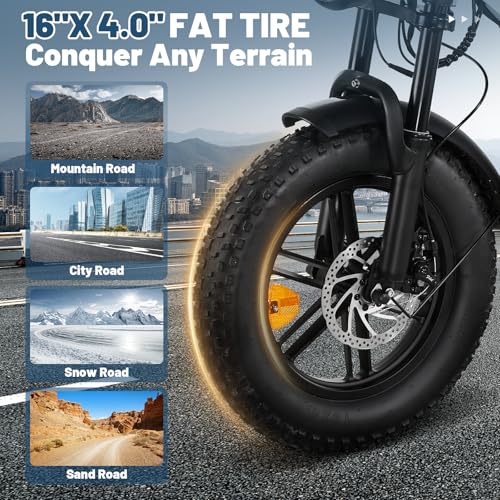 Electric Bike for Adults, 16" Fat Tire, 500W Motor, 20MPH W5814