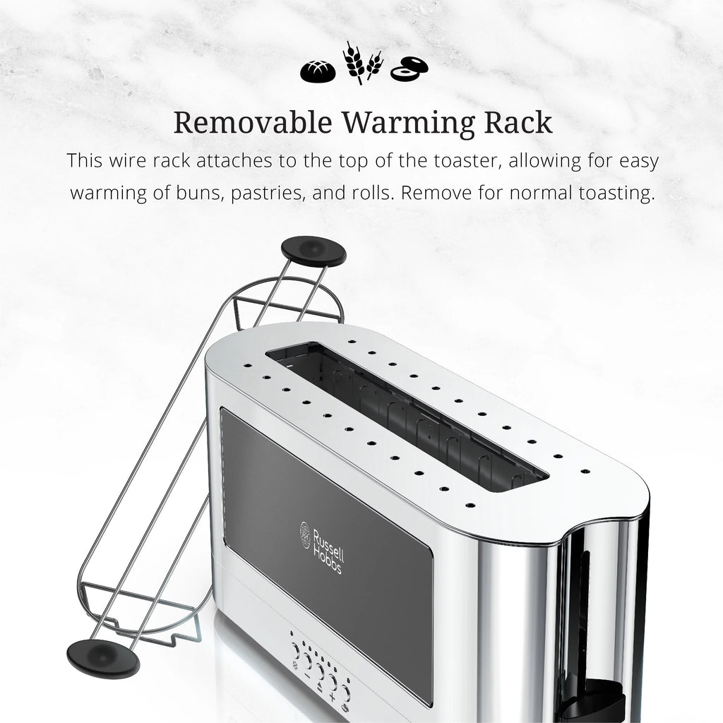 2-Slice Glass Accent Long Toaster, Black & Silver B6610