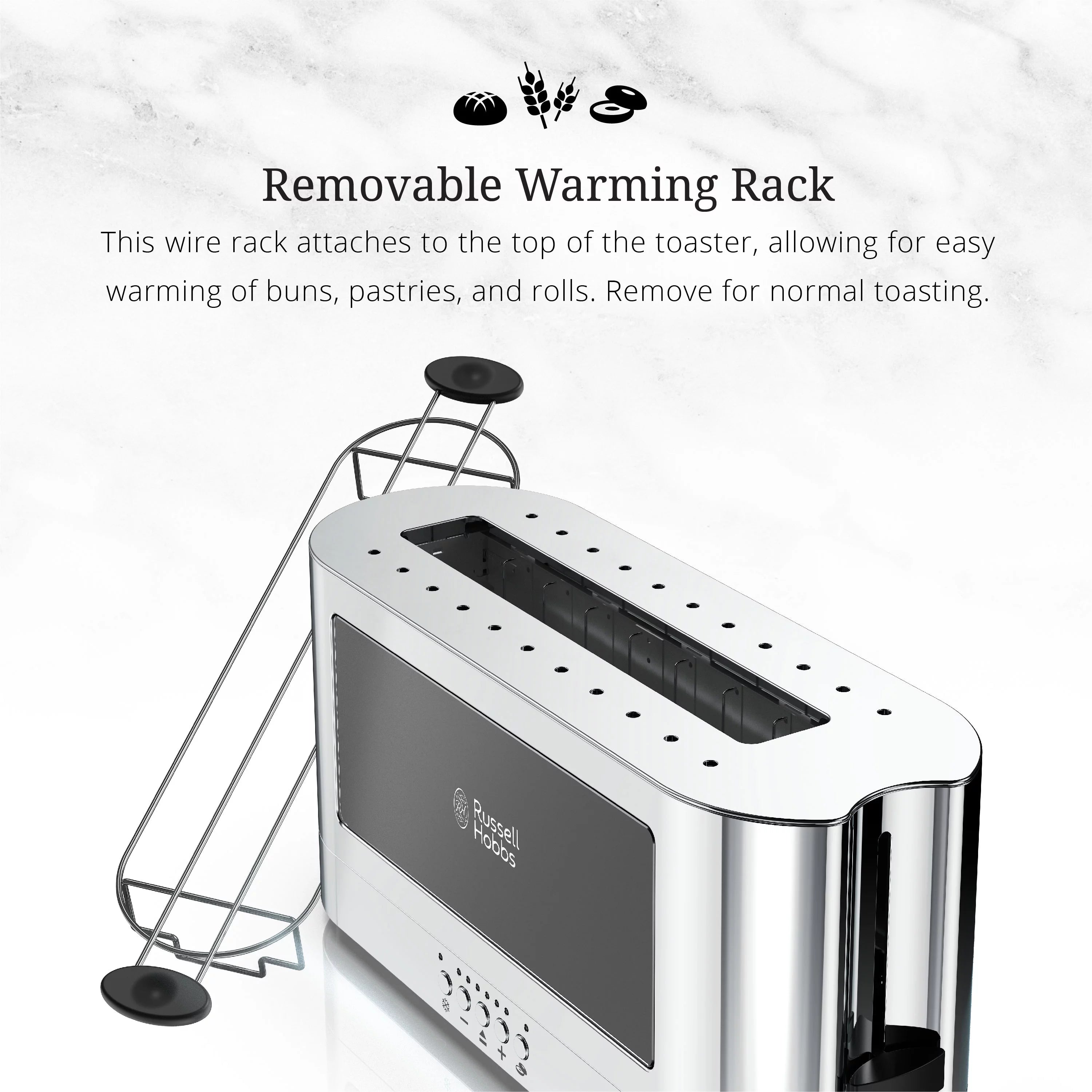 2-Slice Glass Accent Long Toaster, Black & Silver B6610