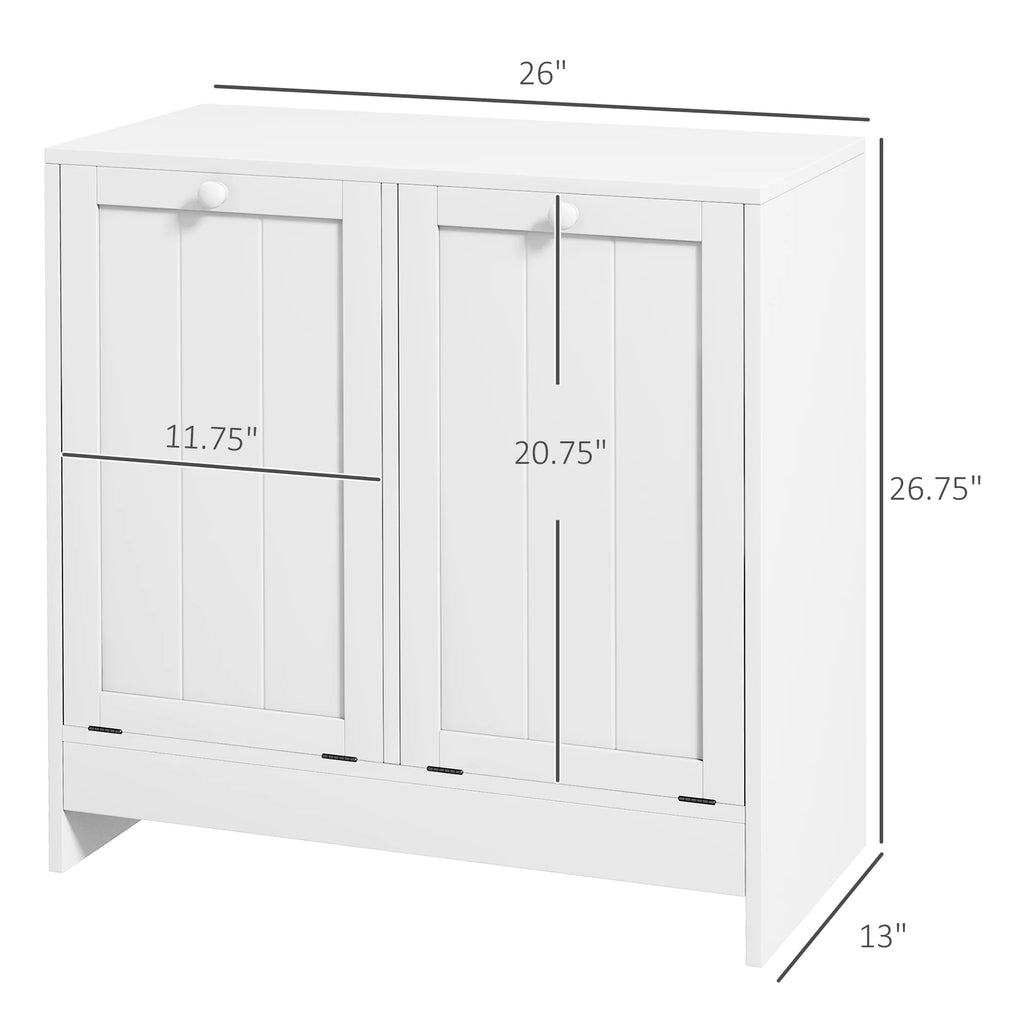 Tilt-out Laundry Storage Cabinet with 2 Hamper Compartments, White K381701