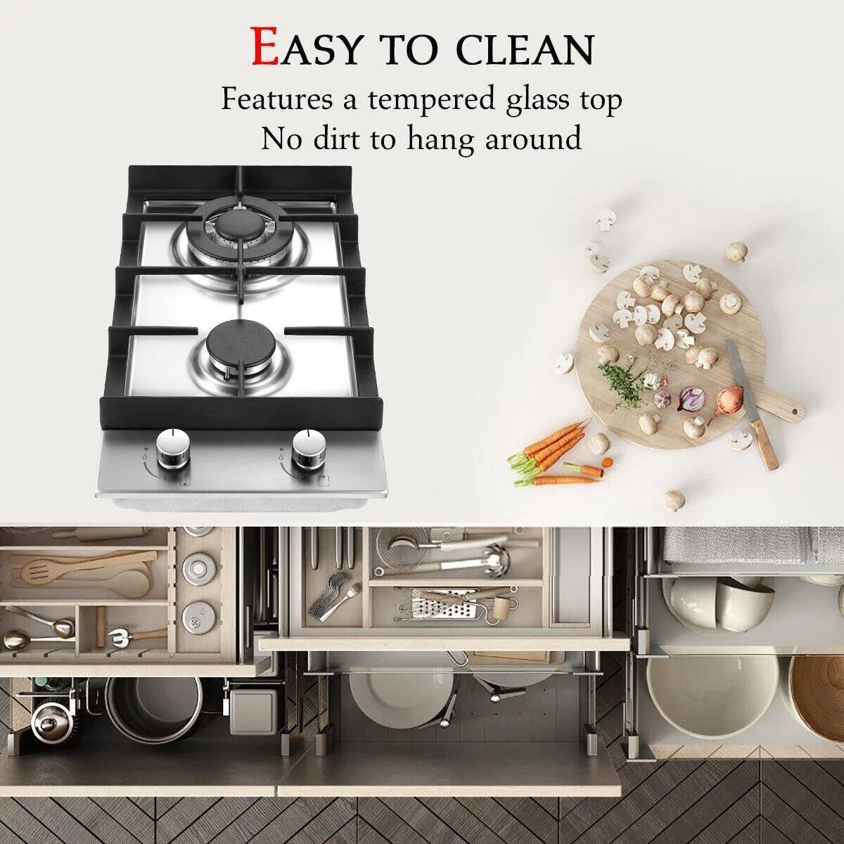 12 inch Gas Cooktop Stainless Steel NG/LPG Built-in A1442