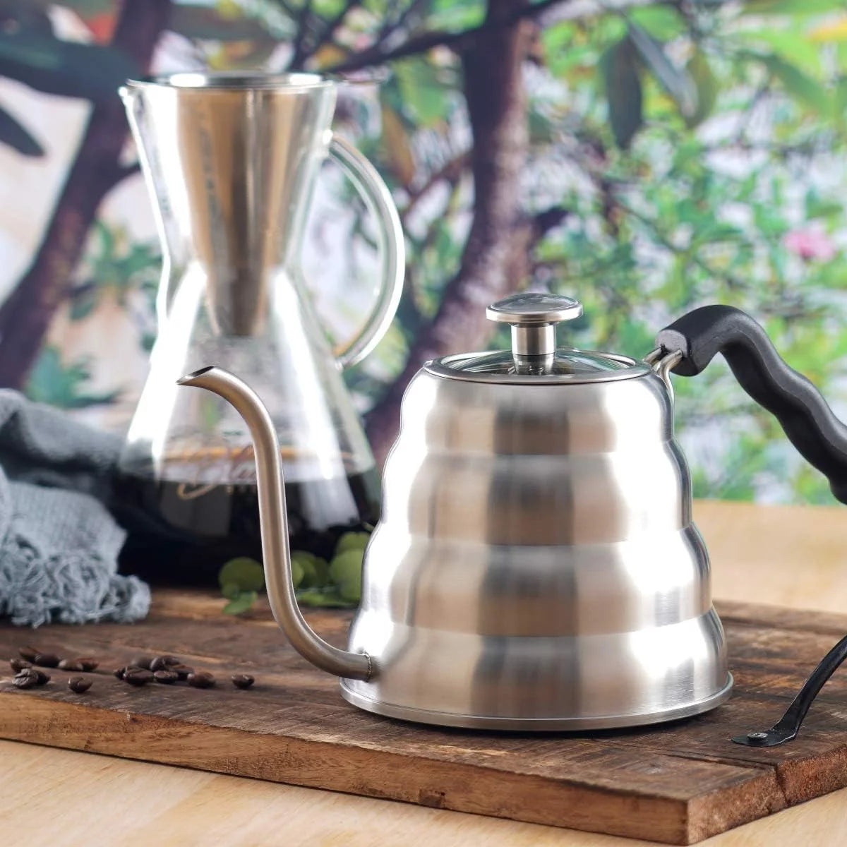 Gooseneck Kettle with Thermometer, 40 oz Stainless Steel for Coffee and Tea K773