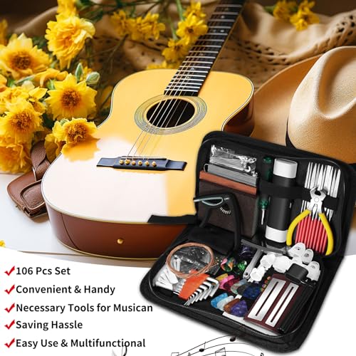 Guitar Tool Kit with Capo, Strings, Picks, Bridge Pins and Gauge P571
