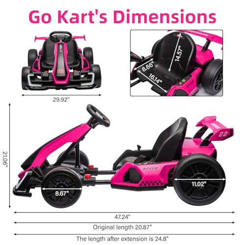 Electric Go Kart for Kids with Drift Function, Adjustable Seat, 8mph Y28704