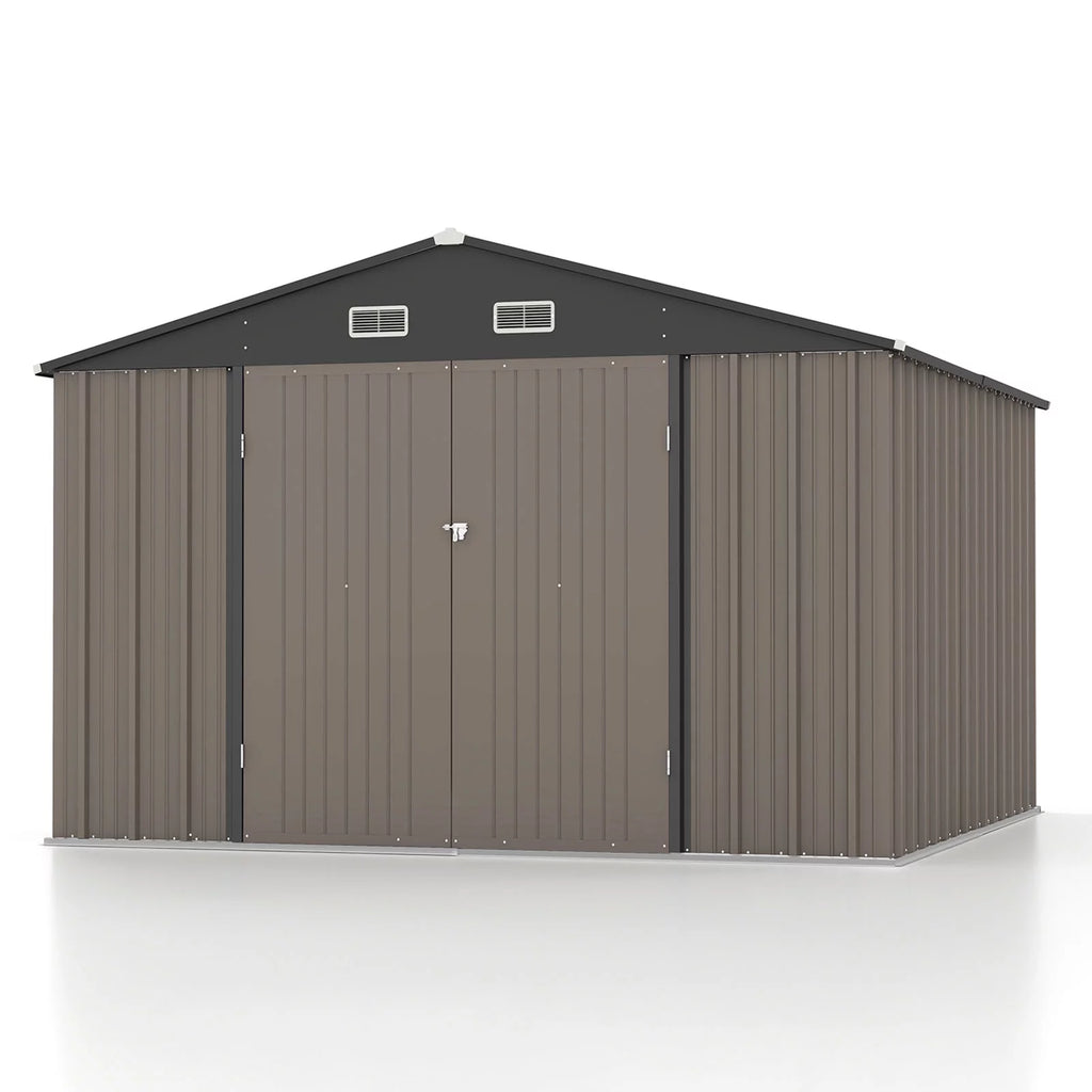 Outdoor Storage Metal Shed with Sloping Roof and Double Lockable Door I192803
