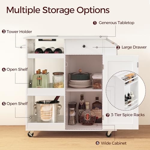Kitchen Island with Power Outlet and Drawer, Rolling Cart on Wheels R667501