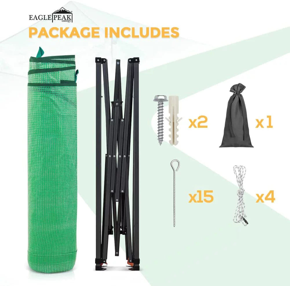 10'x5' Portable Walk-in Greenhouse with Roll-Up Doors and Windows U908693