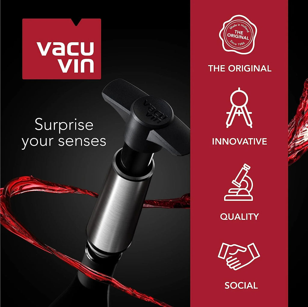 Wine Saver Pump with Vacuum Stoppers, Stainless Steel, Set of 4 E625