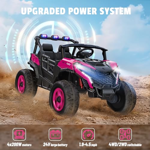 24V 2 Seater Ride on Car Truck, 4WD, Remote Control, Pink C7603