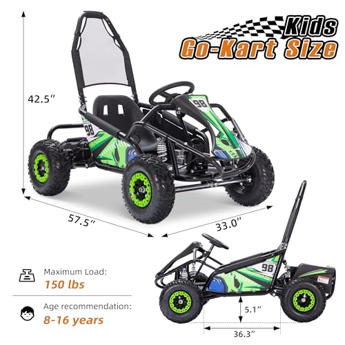 Kids Electric Drift Go Kart, 1200W Brushless Motor, 48V 12Ah Battery, 18.6 MPH I27356