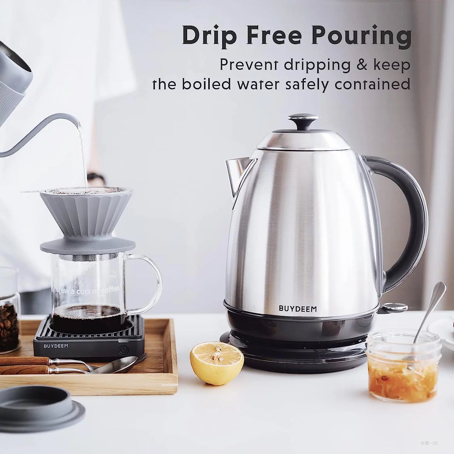 1.7L Stainless Steel Electric Kettle with Auto Shut-Off D4277