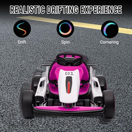 Kids Go Kart, 24V Electric Drift Car, 2-Speed Ride On Toy for Boys Girls 6+ V958