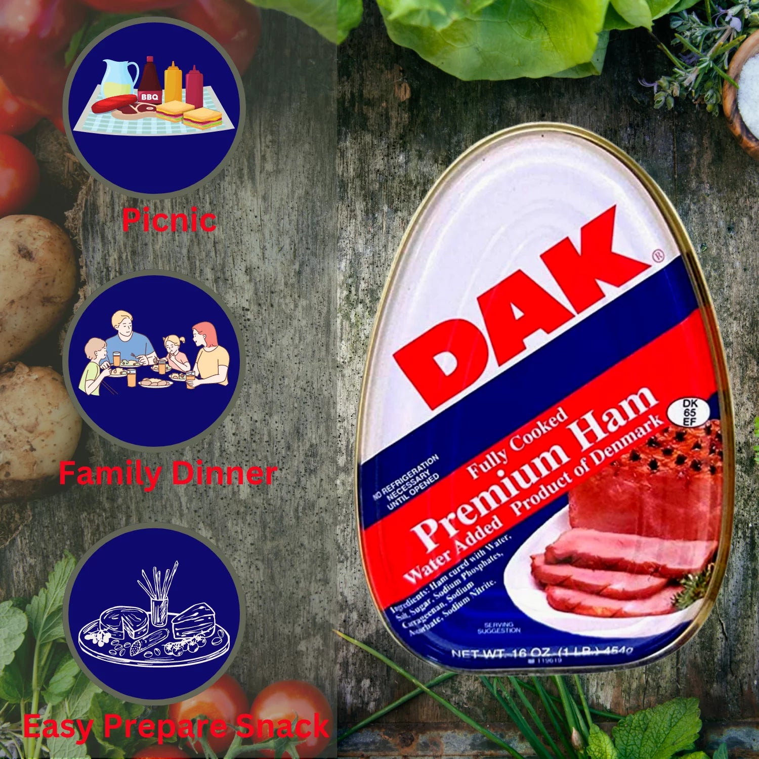 Canned Ham 16oz Fully Cooked Ready to Eat, Pack of 2 O4092