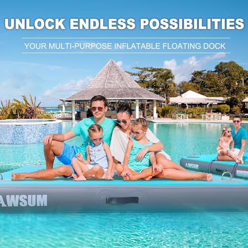 Inflatable Floating Dock Platform with Non-Slip Surface for Pool Beach Ocean B86969