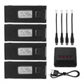 4PCS 3.7V 1800mAh Li-po Battery with 4-in-1 Charger for E88 E88PRO E88MAX E525 E99 E99PRO P1 P5PRO K3 S1 P8 BD101 RC Drone spare Battery RC Quadcopter