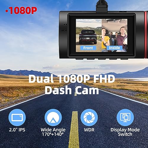3 Channel Dash Cam Front Rear Inside, 2.5K WiFi, 1440P+1080P, 64GB Card, IR Night Vision P6249