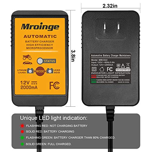 12V 2A Automatic Trickle Battery Charger Maintainer for Car Motorcycle Lawn Mower Boat ATV M415468