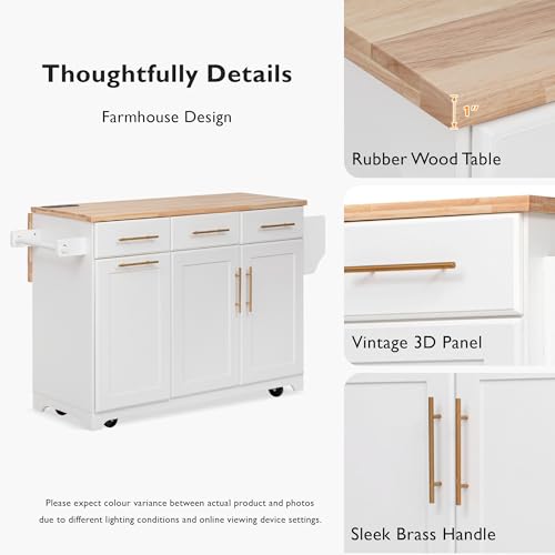 Farmhouse Kitchen Island with Drop Leaf, Barn Door and Power Outlet C3058