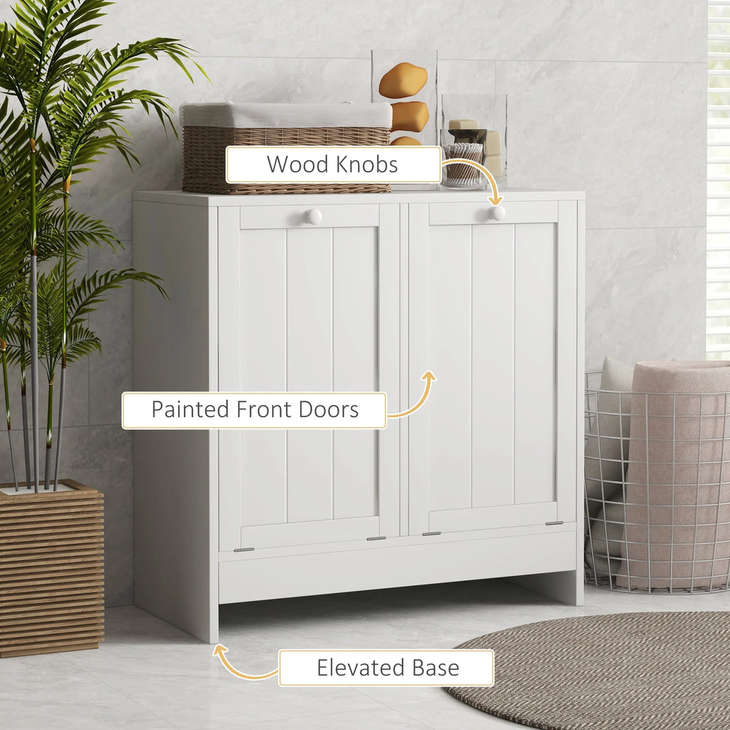 Tilt-out Laundry Storage Cabinet with 2 Hamper Compartments, White K381701