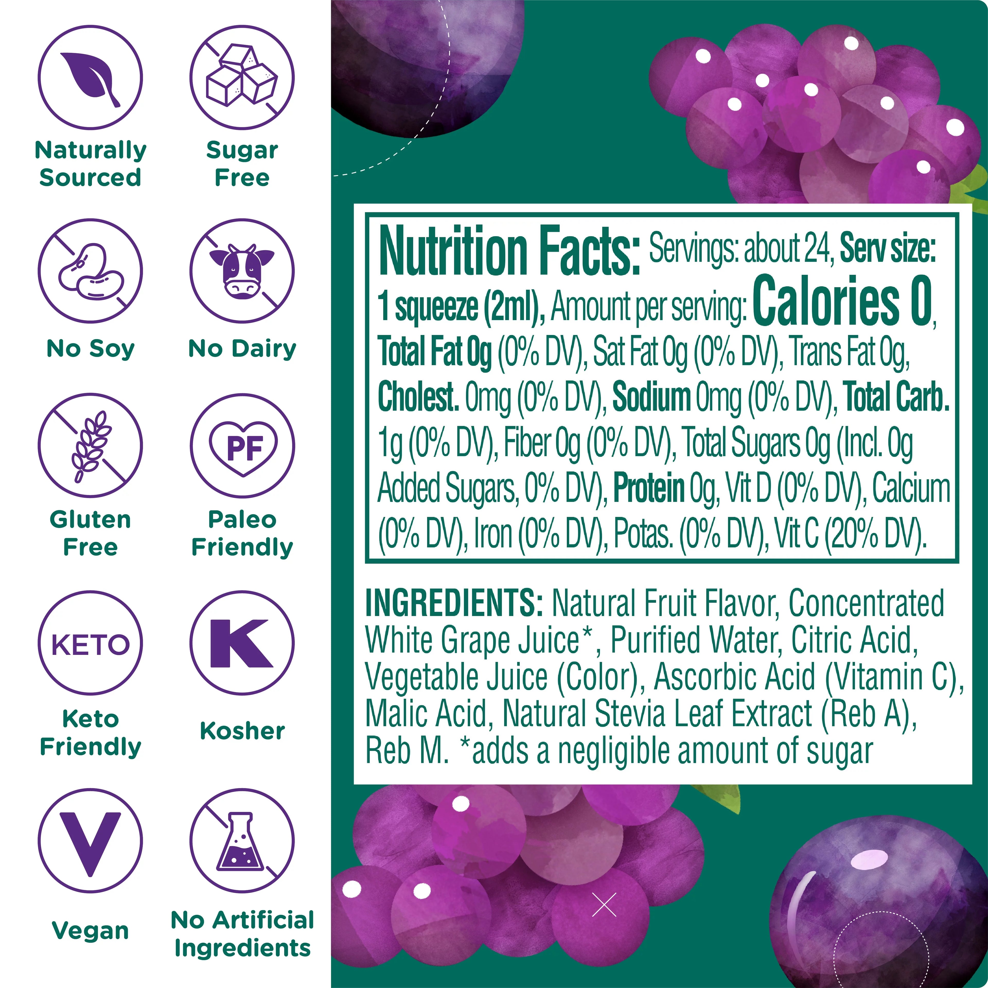 Grape Liquid Water Enhancer Drink Mix, 1.62 fl oz (10 Pack) H5090